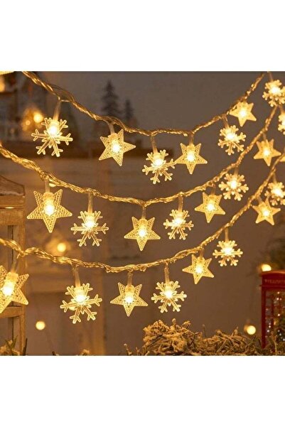 Arabest أضواء زينة LED على شكل ندف الثلج والنجوم، لون أبيض دافئ، تعمل بالطاقة...