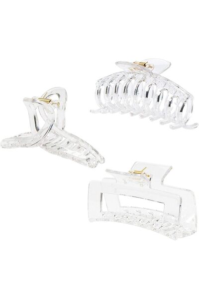 Arabest 3-Piece Clear Claw Clips,Strong Holding Large Jaw Polycarbonate Hair ...