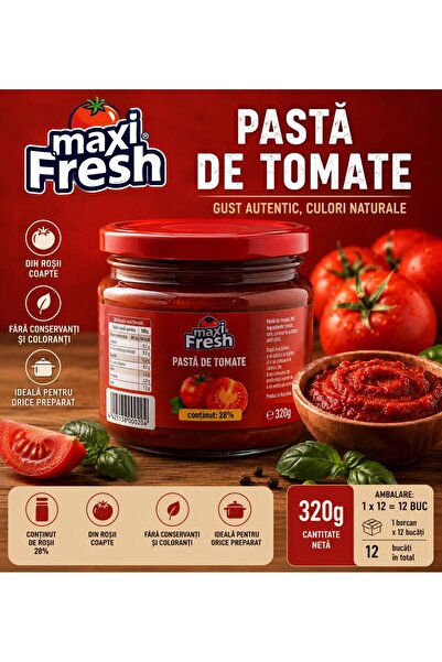 OEM PASTA DE TOMATE MAXI FRESH BORCAN 320GR CON.%28 (1X12=12BUC)
