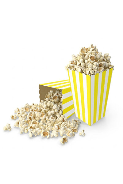 parti pera Sarı Beyaz Çizgili Mısır Kutusu Popcorn 8'li Paket