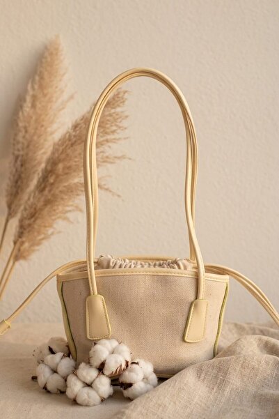 I Love Shoes Sevra Yellow Linen Women's Shoulder Bag