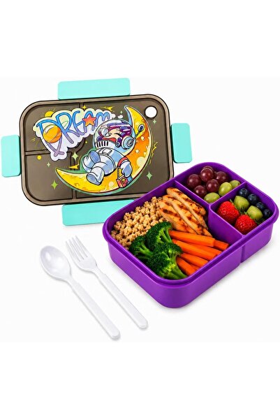 TOSHIONICS Kids Lunch Box Set with Spoon & Fork, 1800ml Bento Lunch Box for B...