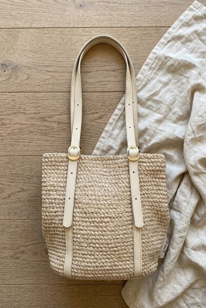I Love Shoes Coralia Beige Genuine Leather Rope Women's Bag