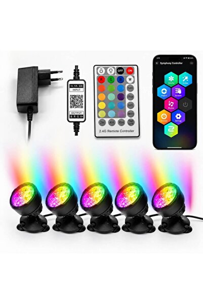 Boyu Proiectoare submersibile RGB LED set 5 spoturi control APP