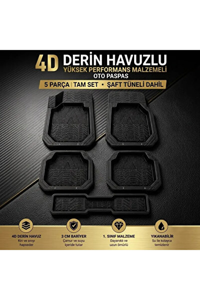 Wöbermann Ford Focus Uyumlu 4D Premium Oto Paspas Takımı (Kesilebilir Univers...