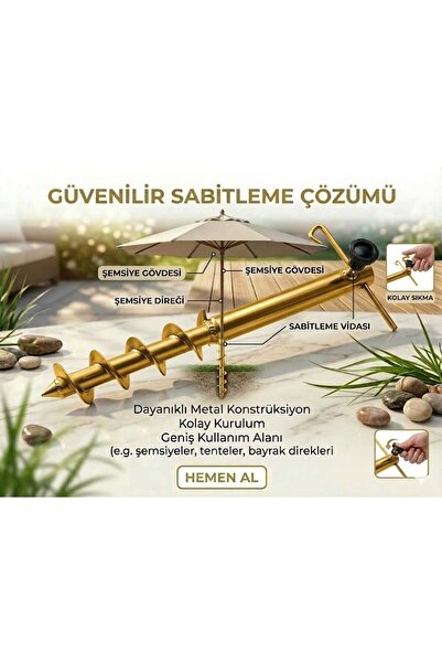 Leva House METAL UNİVERSAL PLAJ ŞEMSİYE SABİTLEYİCİ 45Cm