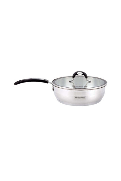 Arshia 24 cm Stainless Steel Frypan long Handle with 2 Lids