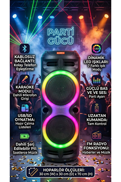 TUX Renkli Kablosuz Bluetooth Hoparlör Taşınabilir Ses Bombası RGB Işıklı Kar...