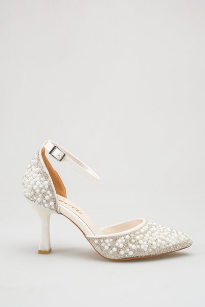 UBEYD AYAKKABI Women's Stone and Pearl Embellished Heeled Shoes
