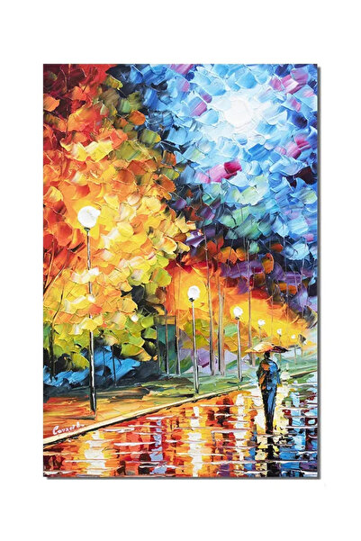 artnova Ръчно рисувана картина, Проход по алеята с фенери, стилизирана, 60x40...