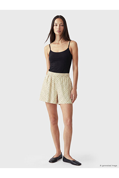 LC Waikiki Ecru Elastic Waist Polka Dot Women's Shorts