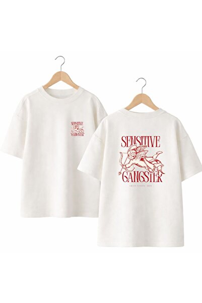 playwear Sensitive Back and Front Chest Printed 100% Cotton Oversize Loose Re...