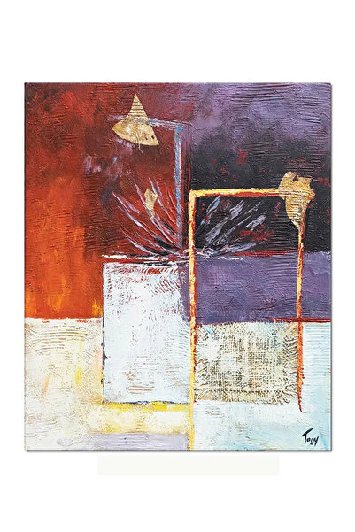 artnova Ръчно рисувана абстрактна картина, Абстрактна композиция 2, 60x50см м...