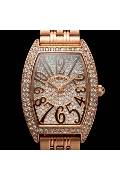 QUARTZ LEONIDAS Stylish Stone Studded Women's Watch - Rose Gold