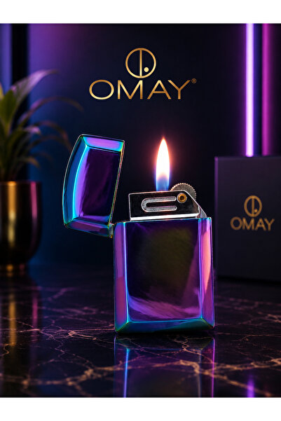 OMAYtr Aurora Metal Gazlı Çakmak – Gökkuşağı Renk Kaplama – Rüzgara Dayanıklı...