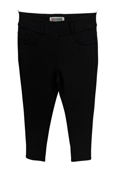 ZANESSI Plus Size Women's Knitted Trousers with Elastic Waist and Stone Detail