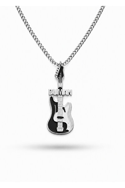 Mira Duman Grubu Temalı Unisex Gitar Kolye - Metal -60 cm Zincirli Rock Aksesuar