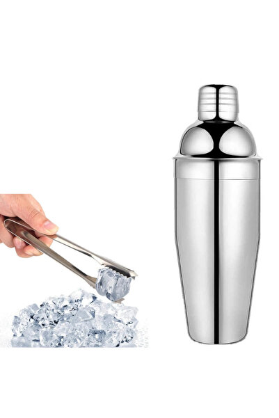 adin tasarım Metal Shaker 350 ml and Ice Table Cocktail Preparation Set 2-Pie...
