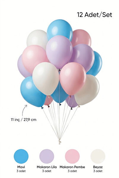 Mielibon Deniz Kızı Temalı Mavi Makaron Lila Kız Çocuk Doğum Günü Balon Seti ...
