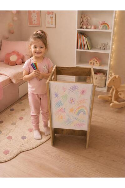Pema Home %100 MDF Montessori Çocuk Öğrenme Kulesi Merdiveni oturaklı çizim m...