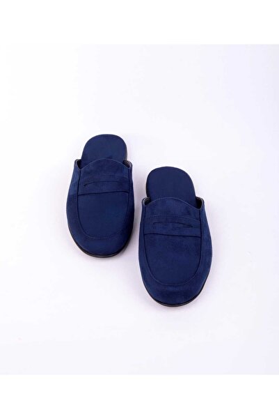 DEPASSE Men's Suede Slippers Navy Blue Home Office Guest Dowry Groom