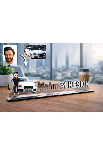 MK Sanart Kişisel Arabalı Tasarım Karikatür Masa İsimliği - Erkeğe Eşe Sevgil...