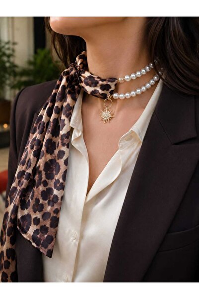 Ivory Pearl قلادة من اللؤلؤ، قلادة وشاح مزينة باللؤلؤ، وشاح، وشاح للحقيبة، زي...