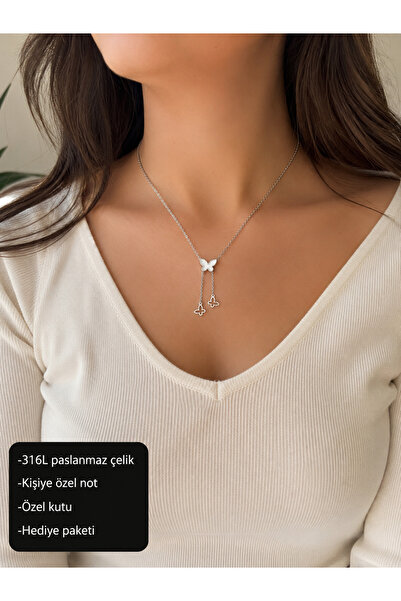 HER ŞEY NOTA www.herseynota.com Elvara Butterfly Pendant Women's Necklace 316...