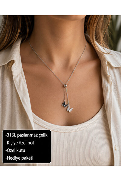 HER ŞEY NOTA www.herseynota.com Avelisse Butterfly Dangle Necklace for Women ...