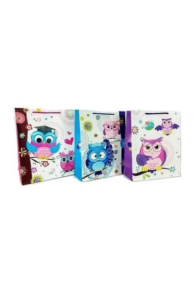 OEM Geanta cadou W&K Sowa brocart 3D multicolor 24x18x8cm