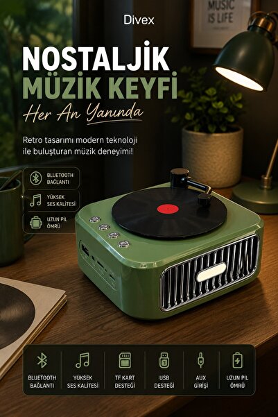 Divex Nostaljik Pikap Tasarımlı Bluetooth Hoparlör FM Radyo USB AUX TF Kart T...