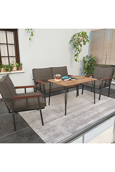 Mygusi Modern Balkon, Bahçe, Cafe - Metal Kanepe Koltuk Takımı - 2+1+1 60x90 ...