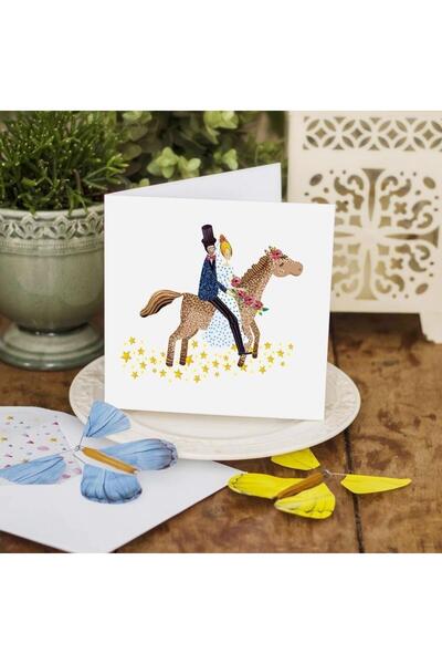 Cozywood Felicitare patrata cu fluture in zbor, pentru nunta, 15x15 cm, Multi...