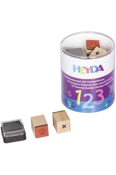Heyda Set stampile lemn multicolor 15 piese cu tampon