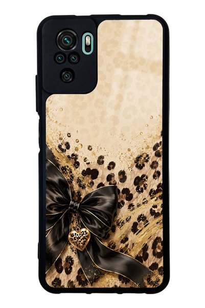 Spoyi حافظة هاتف Xiaomi Redmi Note 10 بتصميم قلب الفهد الذهبي اللامع