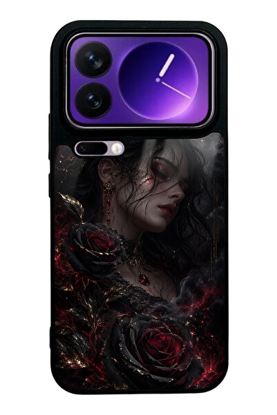 Spoyi Xiaomi 17 Pro Max Crimson Moon Rose Tasarımlı Glossy Telefon Kılıfı