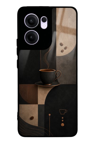 Spoyi Oppo Reno 13F Black Mocha Coffee Design Glossy Phone Case