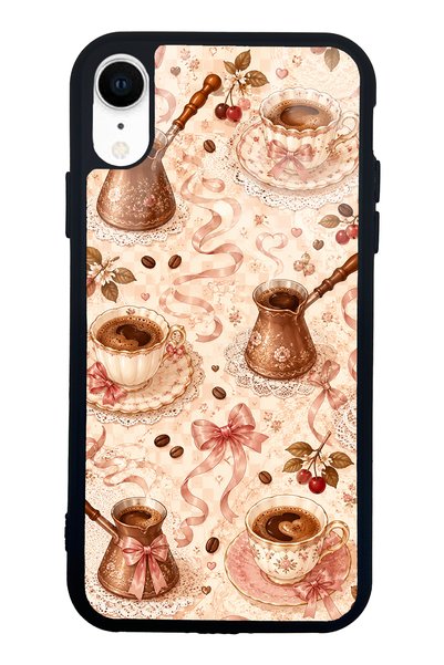 Spoyi حافظة هاتف لامعة بتصميم فيونكة بلون القهوة الوردية لهاتف iPhone XR