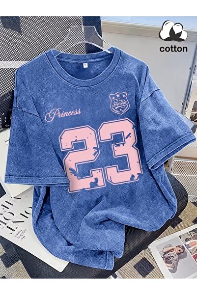 Touz Moda 23 Princess Printed Washable Vintage Unisex Oversize T-Shirt