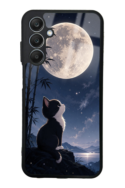 Spoyi Samsung A25 Moon Guardian Kitty Design Glossy Phone Case