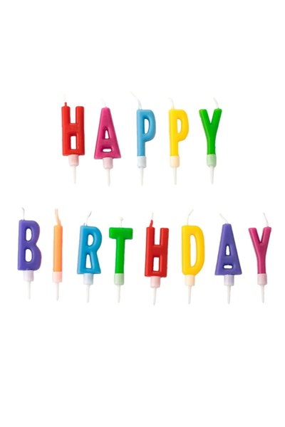 Baloane Vesele Set Lumanari Tort Happy Birthday Multicolore LMR40