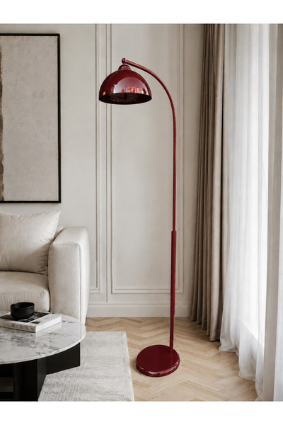 avizade NEBULA Bordo Metal Retro Lambader-Modern Salon Aydınlatması-Eğimli Ba...