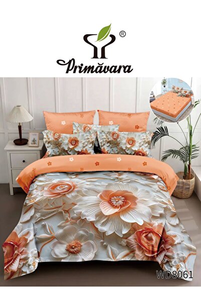 RMR textile Σετ παπλωματοθήκης 4 τεμαχίων με ελαστικό σεντόνι, μοντέλο 5 D