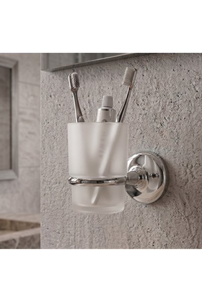EMPA METAL Classic Series Chrome Stainless Set of 2 Toothbrush Holder and Soap Dish