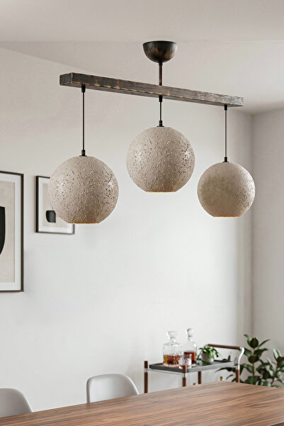 Hmydesign Handmade Wabi Sabi 3'lü Karbon Beton Avize - Asterion