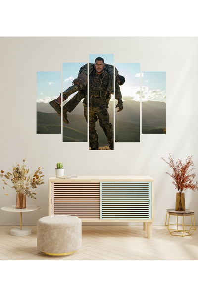 TABLOX 5 Parça Alan Ritchson War Machine Filmi Dekoratif MDF Tablo Seti Duvar