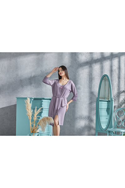 LILAC PUANTİYE DESENLİ SABAHLIK TAKIM