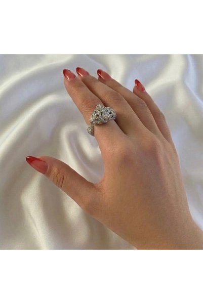 KAYANCLICK Stainless Steel Tiger Design Ring with Green Eyes
