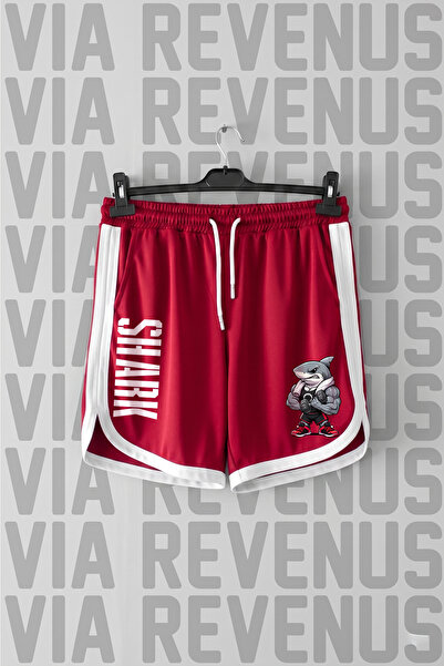 Vordevia Fitness Shark Printed Unisex Retro Varsity Sports Training Shorts