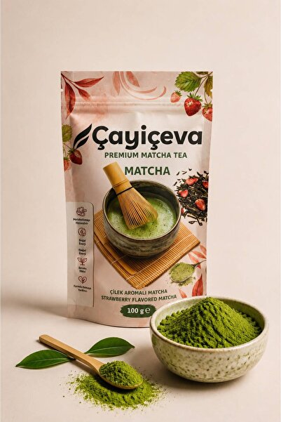 ÇAYİÇEVA Çilek Aromalı Matcha , Strawberry Matcha 100 Gr